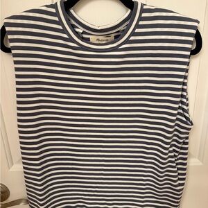 Madewell Navy and White Striped Cotton Top